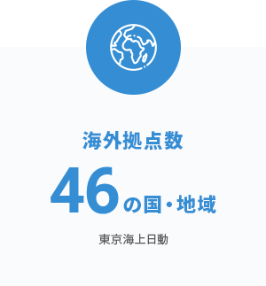 東京海上日動の海外拠点数は、45の国・地域。
